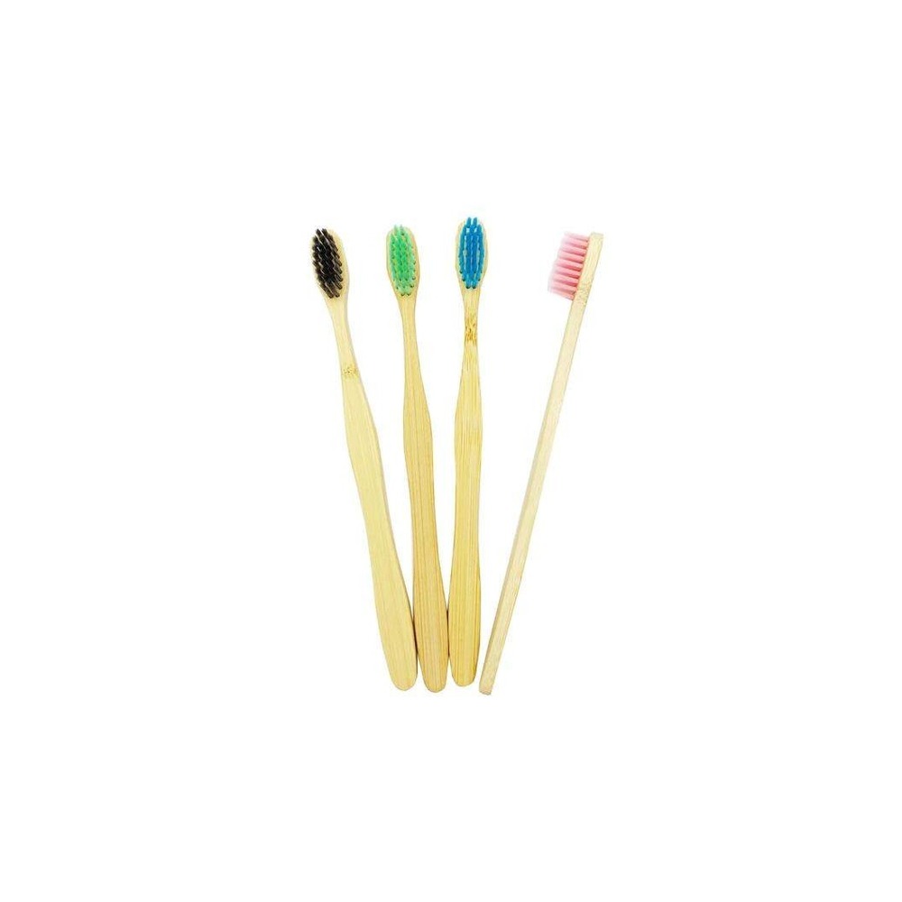 2 Pack Bamboo Toothbrush Set 4 Count Ultra Soft Bristles  Recyclable Wood